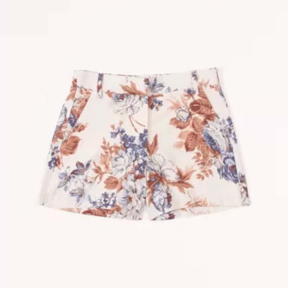 EUC Abercrombie & Fitch Mid Rise Linen Blend Floral Shorts size Large